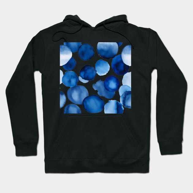 Indigo Blue Watercolor Drips Hoodie by craftydesigns